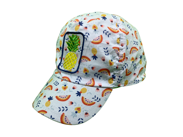 Fruits prints with "Pineapple" white Cap