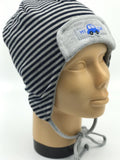 Boys Black&Grey Striped Winter Hat