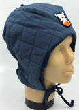 Navy Quilted Zebra Winter Hat