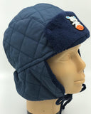 Navy Quilted Zebra Winter Cap