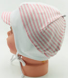 Stripe jersey interlock baby hat and cap