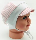 Stripe jersey interlock baby hat and cap