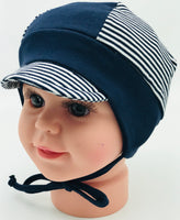 Stripe jersey interlock baby hat and cap