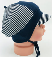 Stripe jersey interlock baby hat and cap