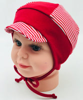 Stripe jersey interlock baby hat and cap