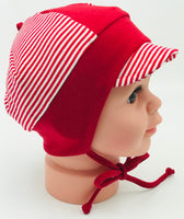 Stripe jersey interlock baby hat and cap